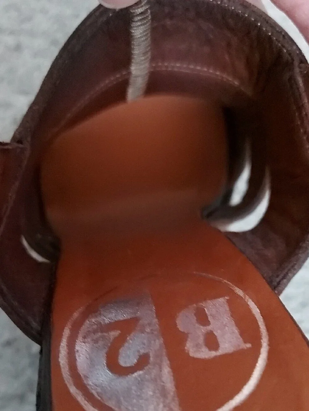 B2 Brown Leather Platform Slingback Sandals